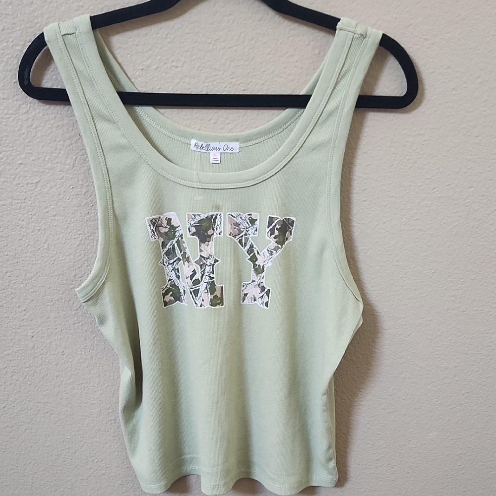 Bella Canvas Light Olive Tank Top with NY Print
